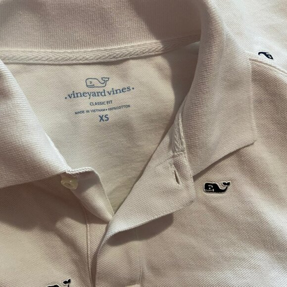 Vineyard Vines Men's All Over Whale White Pique Polo - Size XS - Picture 3 of 4